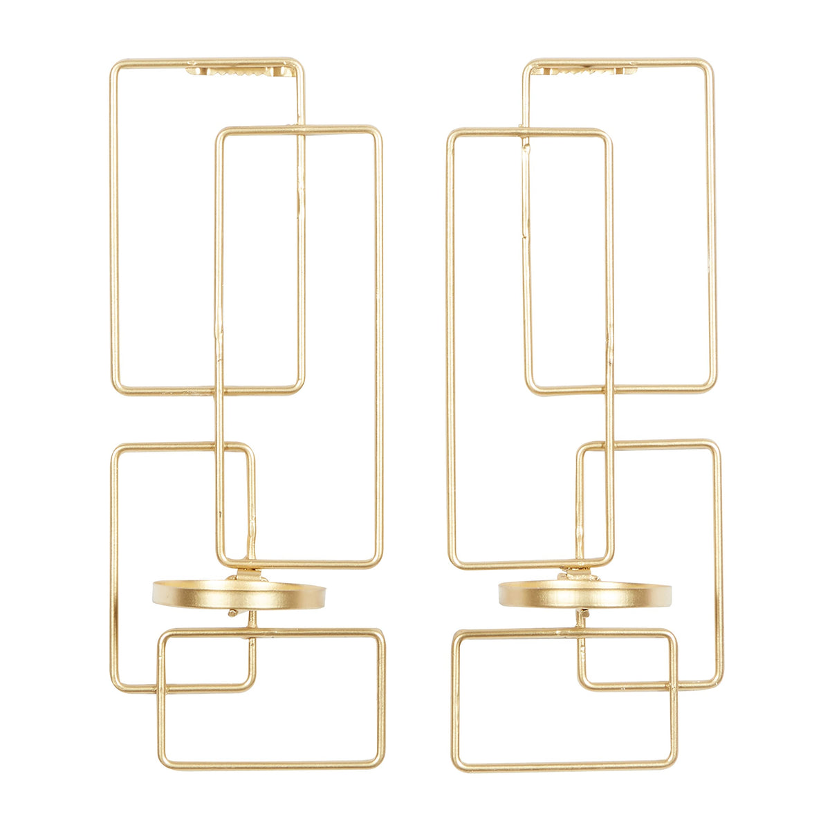 Deco 79 Metal Geometric Tealight 2 Plate Wall Sconce, Set of 2, 5"W, 13"H, Gold