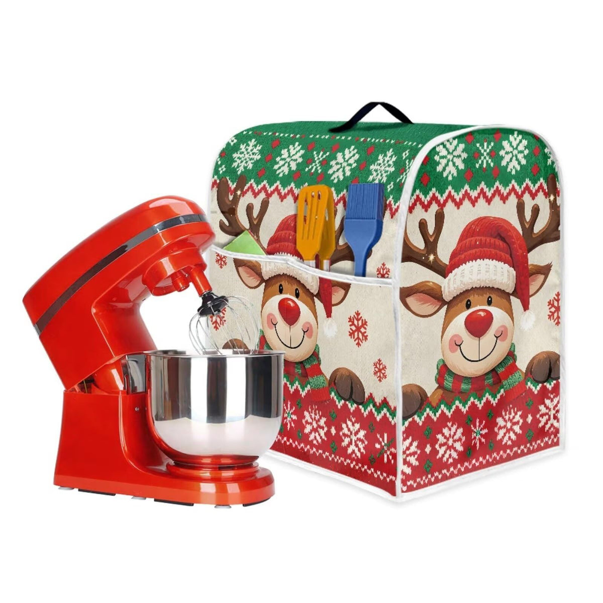 HUISEFOR Christmas Stand Mixer Cover 4.5-5 Quart Kitchen Mixer Cover Washable Food Processor Protective Covers Dust Protection Insulated Kitchen Decoration Gift for Christmas