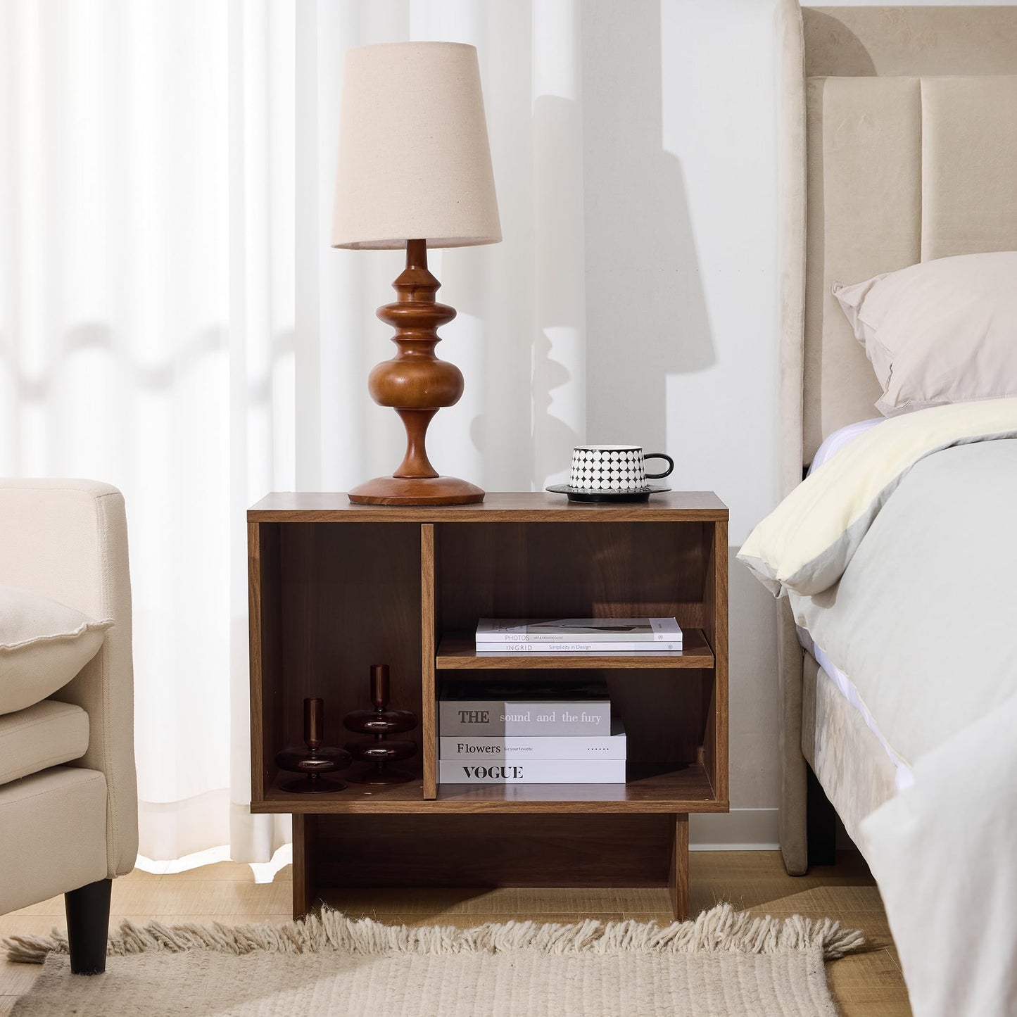 Lab Cosi Modular Buffet Cabinet with Storage, Sideboard Credenza with Adjustable Shelves, Modern Sideboard Buffet Cabinet with 2 Boards for Living Room, Kitchen, Dining Room Entryway, Bedroom, Walnut