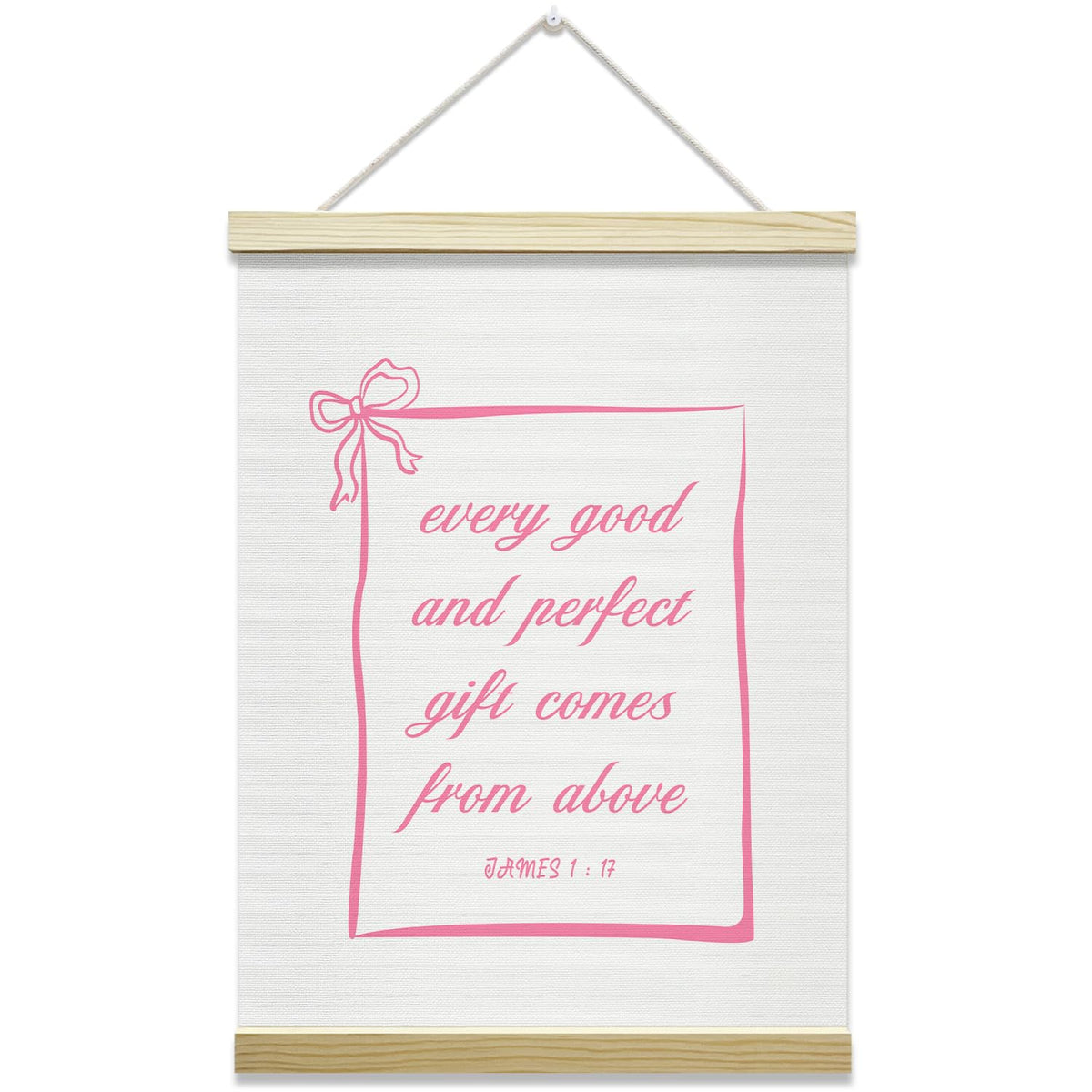 mermermu Pink Bow Christian Bible Verses Poster Hanger Frame, Inspirational Posters Canvas Wall Art for Women Girls Dorm Bedroom Decor, 12x16 Inches -032
