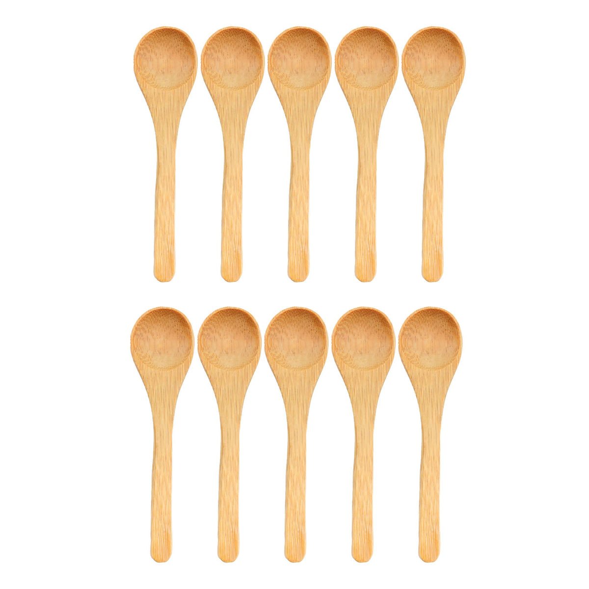 BambooMN Bamboo Serving Spoons, Mini Salt Sugar Spoon, Tiny Wooden Spoons for Spices, Carbonized Brown Round Head 3.5", 10 Pieces
