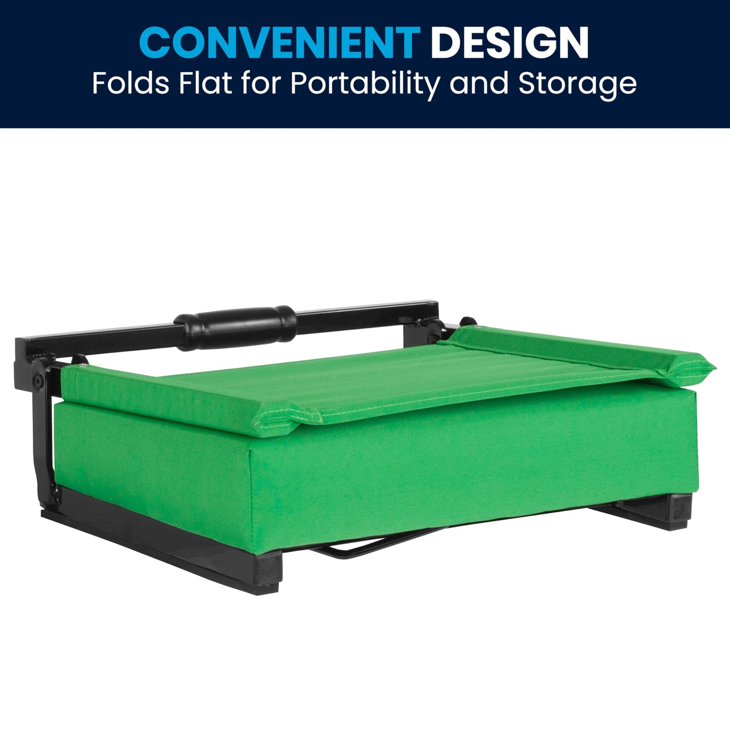 Flash Furniture Grandstand Portable Stadium Seat for Bleachers or Benches, Folding Padded Stadium Chair with Carrying Handle, 500 lb. Weight Capacity, Bright Green