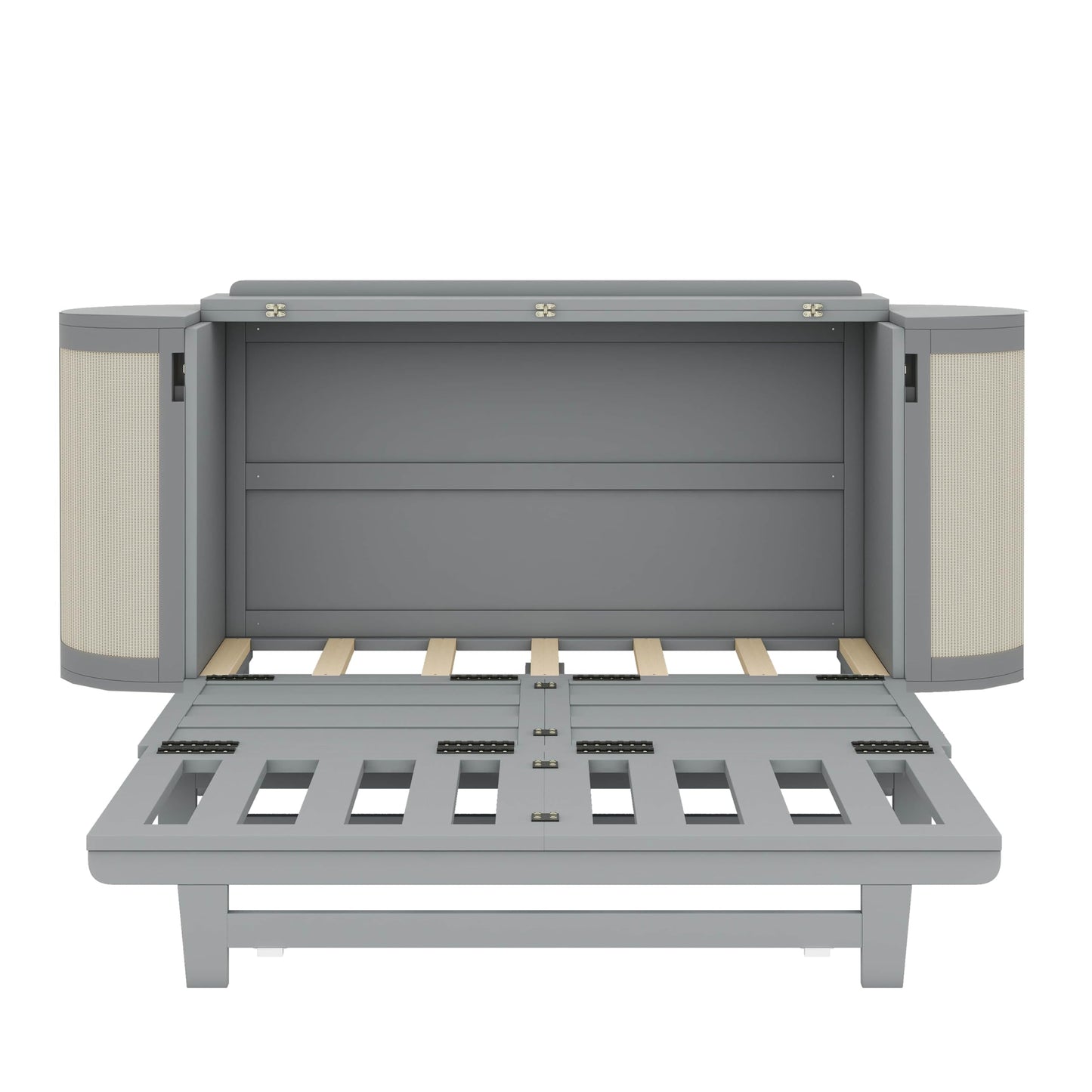 YunNianYang Murphy Bed with Hidden Storage & Modern Woven Design (Gray, Queen)