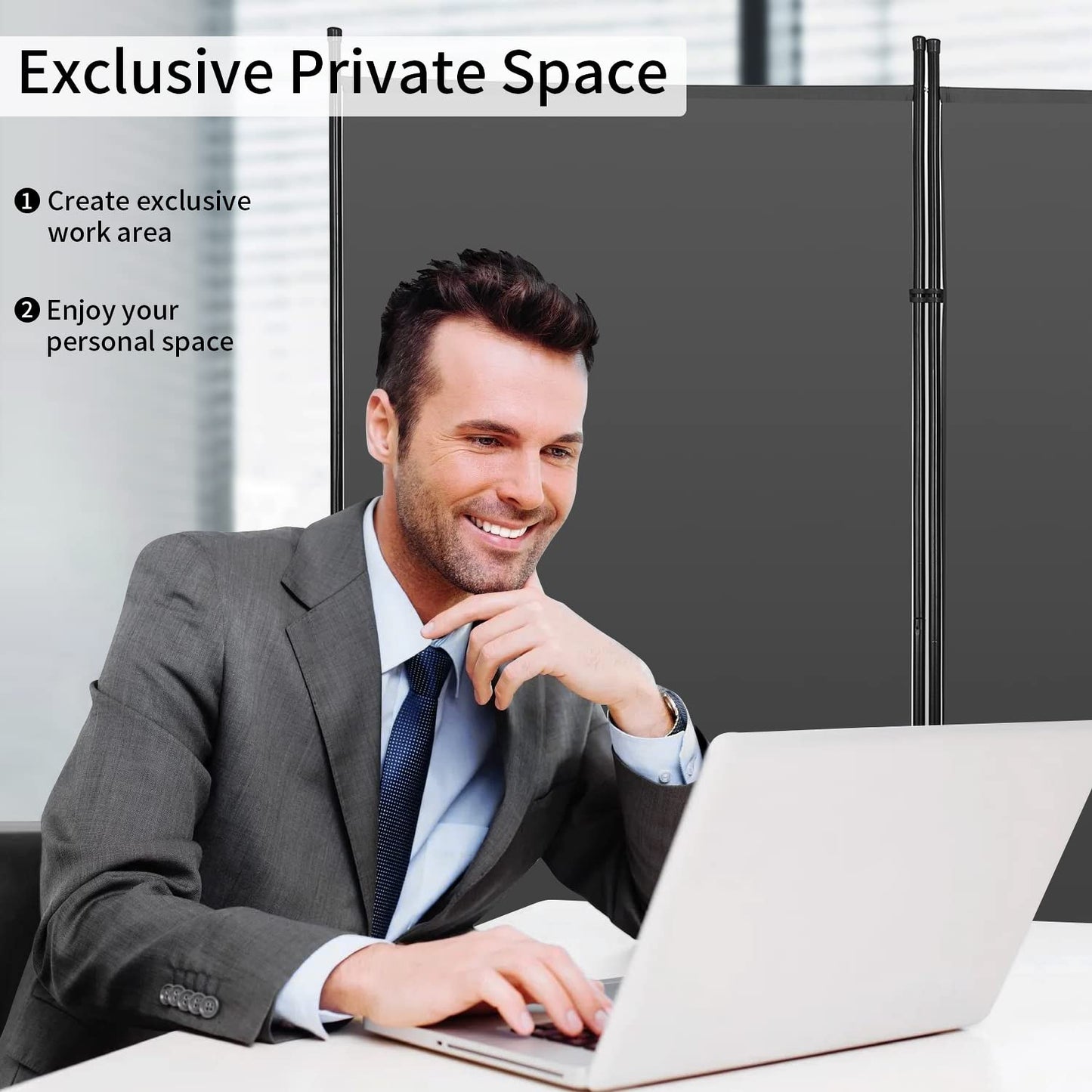 PayLessHere 3 Panel Room Divider Folding Privacy Screen 5.9FT Partition Room Separators with Metal Frame Portable Freestanding Room Divider for Bedroom,Office,Dining Room,Living Room,Grey