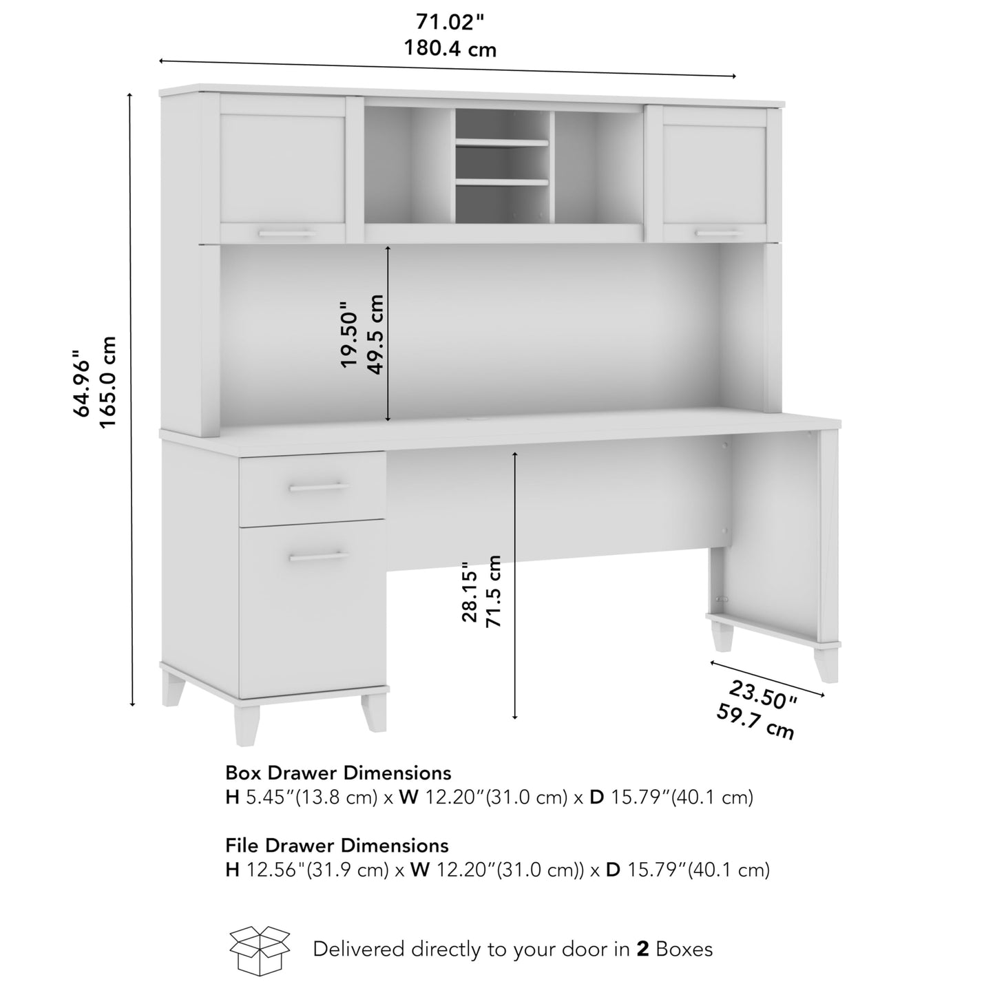 Bush Furniture Somerset 72W Office Desk with Drawers and Hutch in Maple Cross