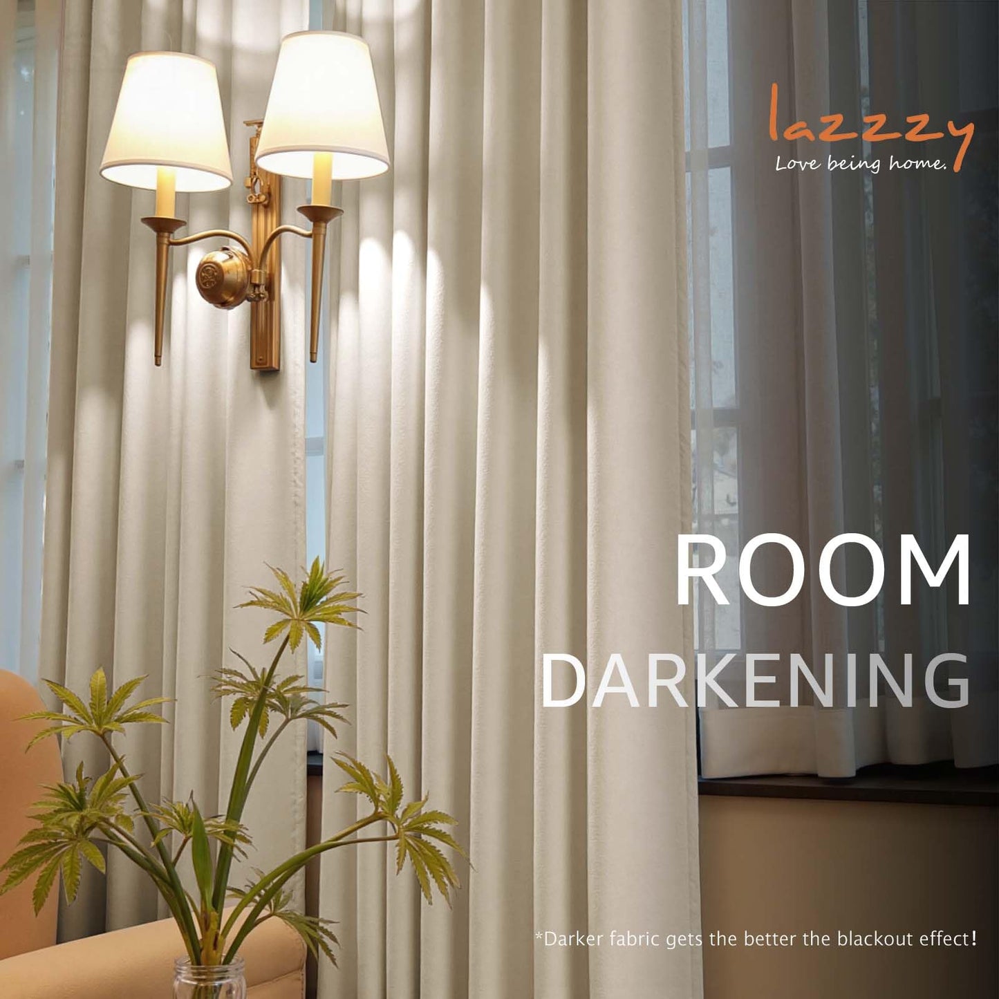 Lazzzy Polyester Curtains Beige Thermal Insulated Curtains 90 inch Long for Bedroom Living Room Darkening Noise Reducing Soft Luxury Window Treatments Grommet Drapes 2 Panels Beige