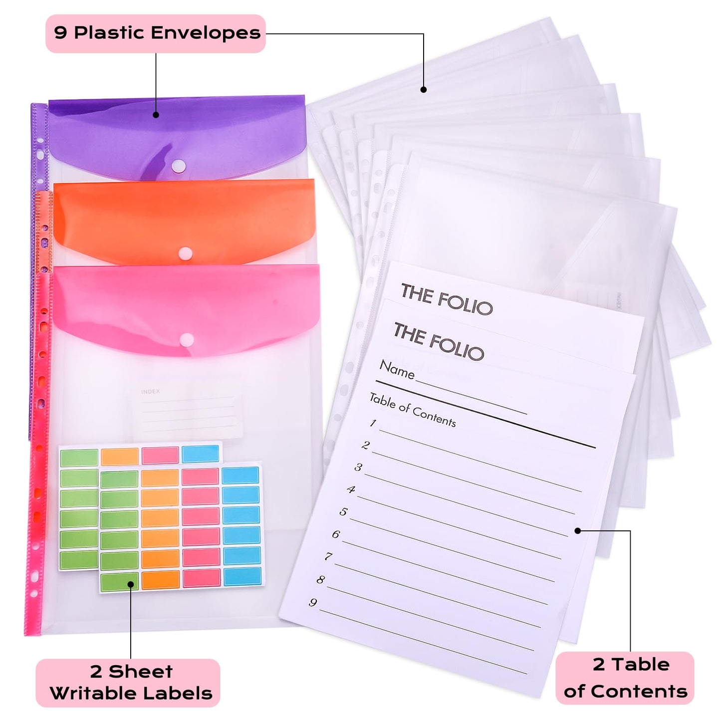XKDOUS Aesthetic Document Organizer 3 Ring Emergency Binder Linen Folio Folders with 9 Pockets Expanding File Storage Holder for Important Papers, Letters, Passports, Photos