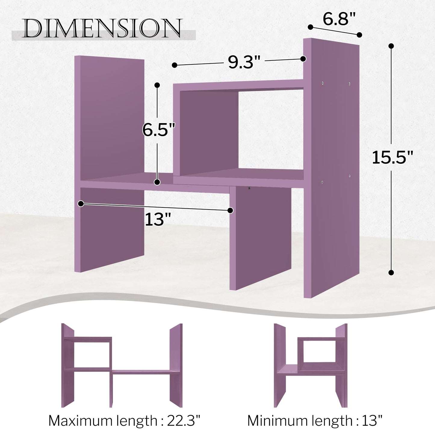 Jerry & Maggie Desktop Organizer Office Storage Rack Adjustable Wood Display Shelf Birthday Gifts Toy Home Decor Free Style Rotation Display True Natural Stand Shelf (Violet)