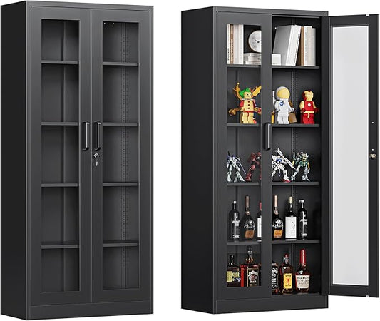 Display Cabinet with Glass Doors, Display Case Cabinet