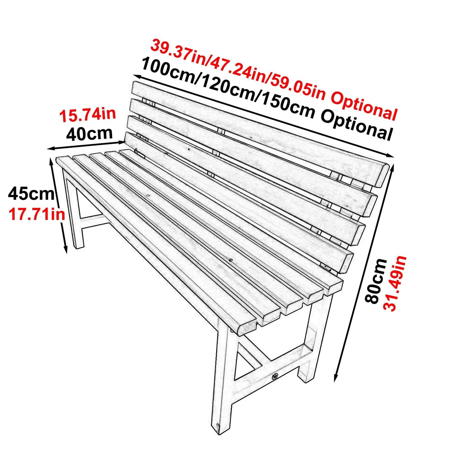 Weatherproof Metal Garden Bench with Wooden Slats - Sturdy Outdoor Seating for Front Porch, Patio, Lawn, Balcony - 150cm (59.05in) - Stylish Yellow Design
