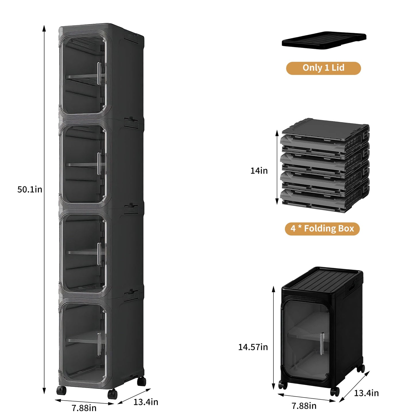 Lifelongpal 4-Tier Tall Narrow Slim Bathroom Storage Cabinet, Black