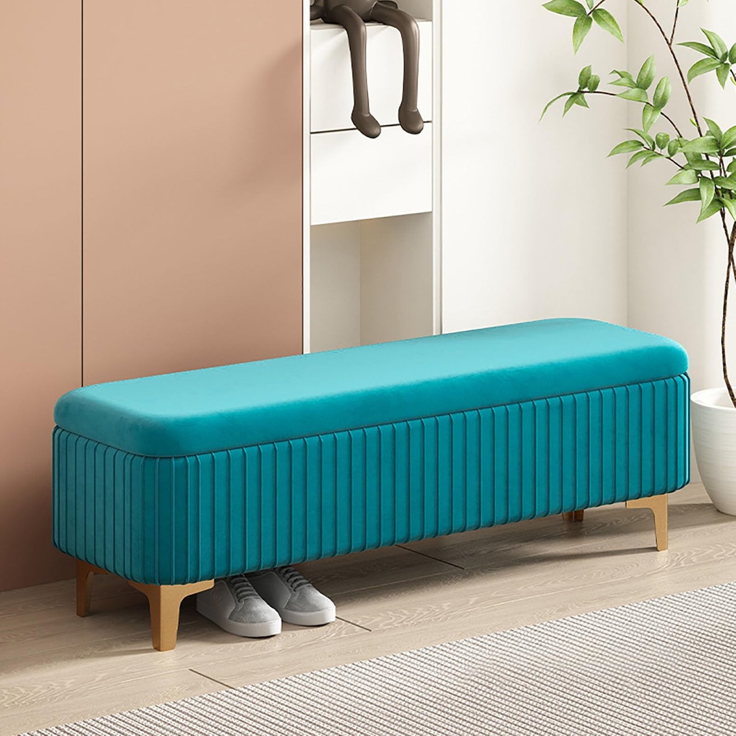 Benches Garden Bench Outdoor Patio Seating Backless Park Chair Lawn Path Slatted Seats,Velvet Storage Ottoman with Wooden Bench Bedroom Footrest & Entryway Seat Square Pouf for Living Room H