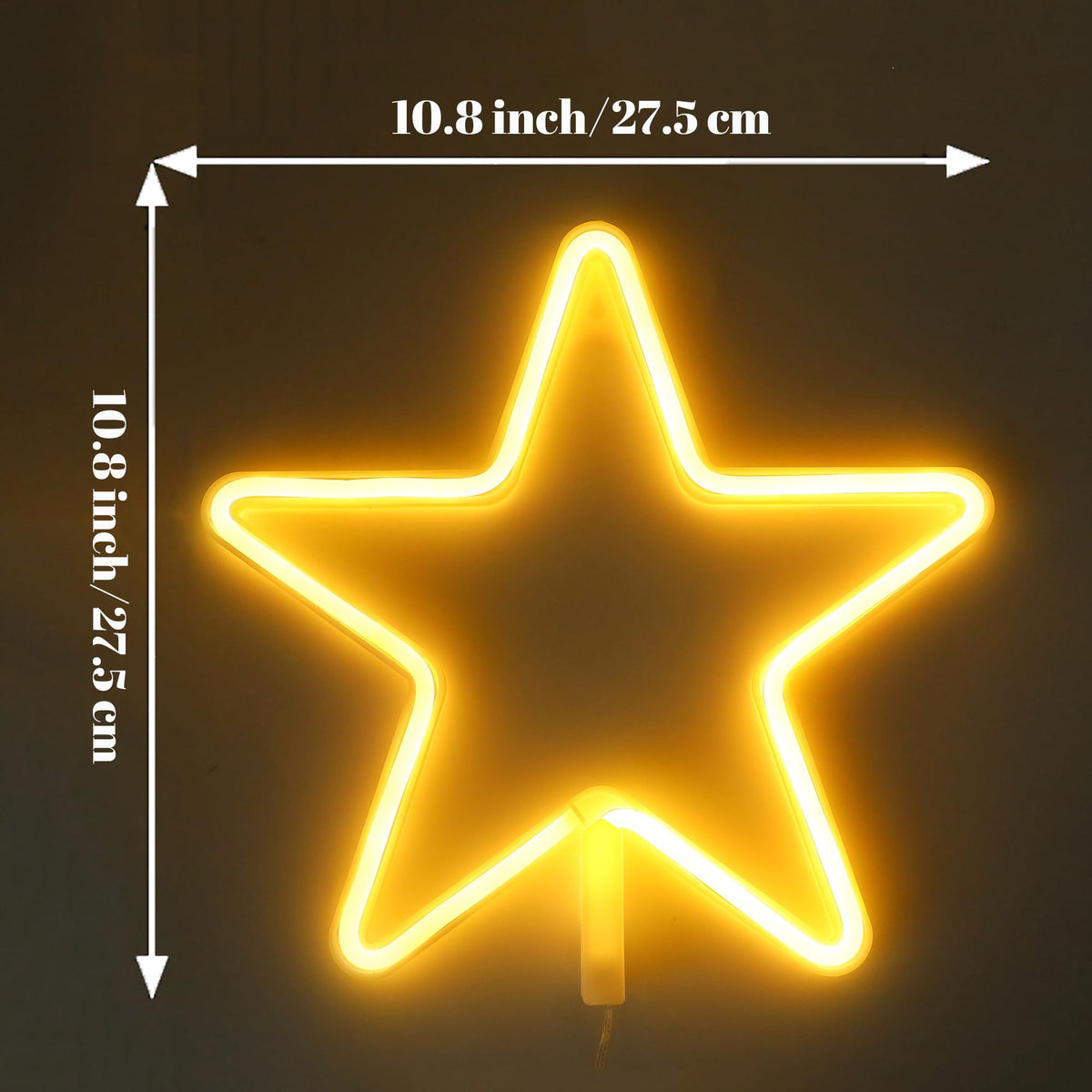ENUOLI LED Neon Sign Star Neon Lights Warm White Neon Wall Light Star Night Light LED Lights Wall Decoration Art for Girls Bedroom Living Room Christmas Party as Kids Gift