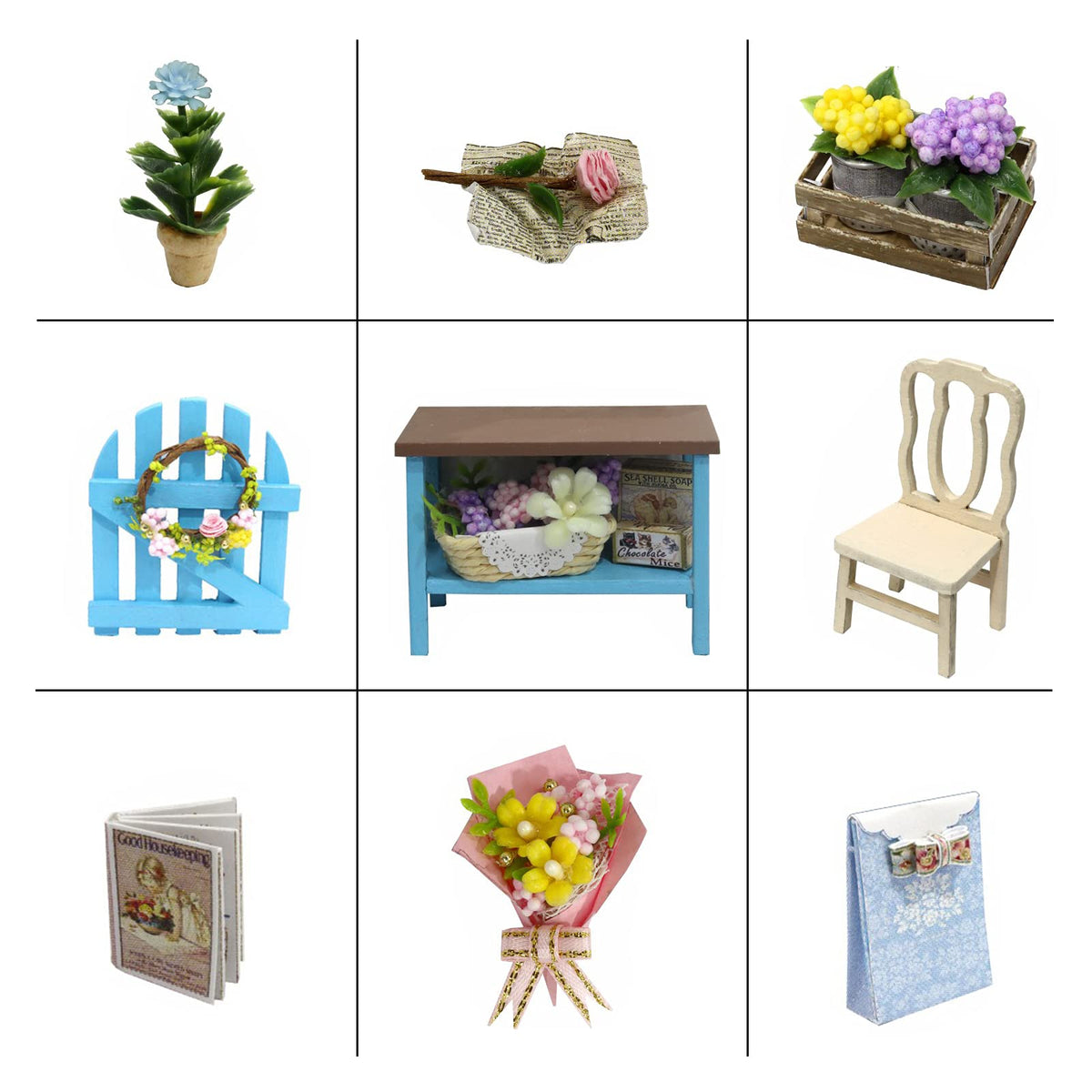 CUTEROOM DIY Doll House Miniature Furniture Wooden House Kit with Dust Cover & LED Light and Accessories -Corner of Garden