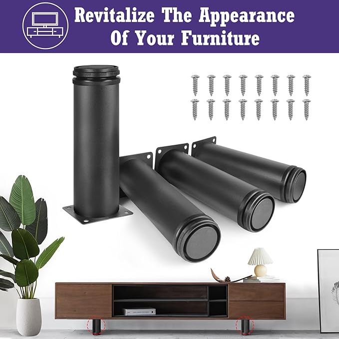 7 Inch Metal Furniture Legs Stainless Steel Adjustable Legs Black Metal Legs
