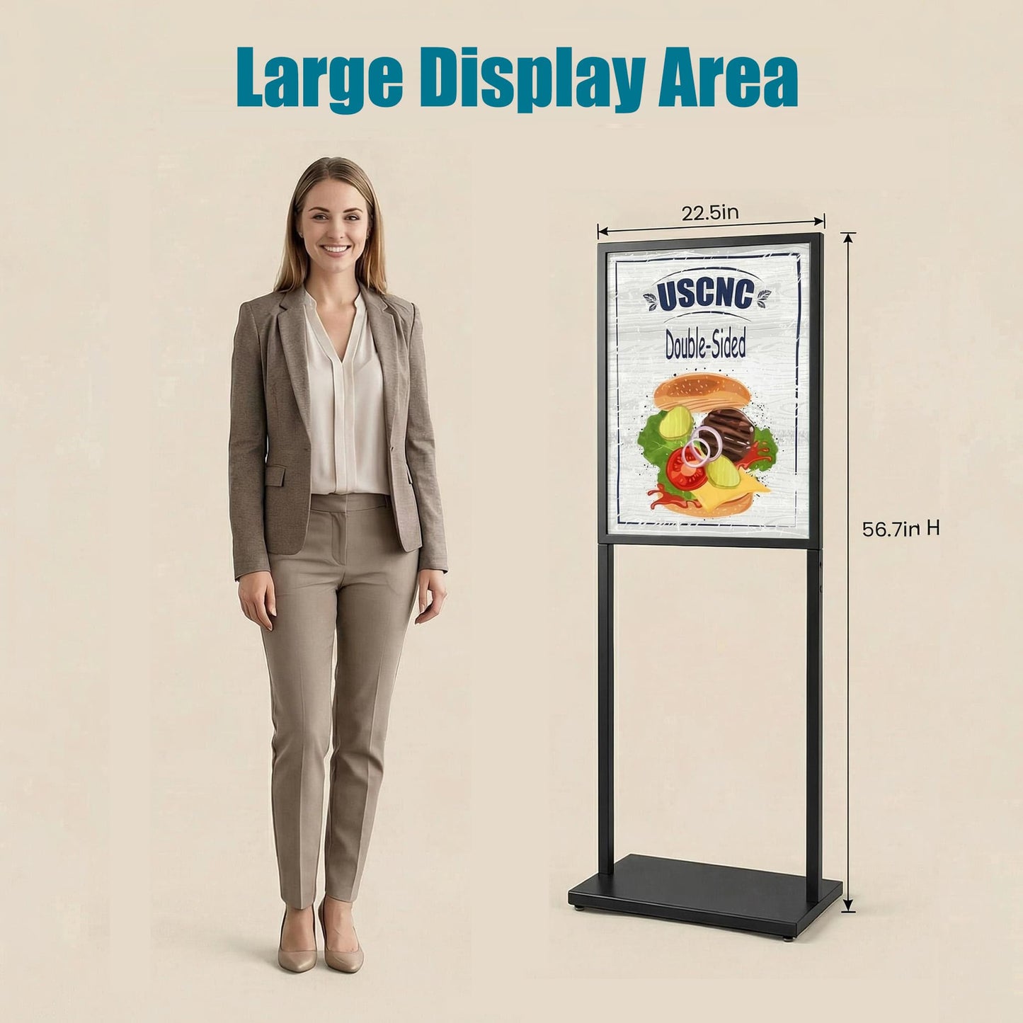 USCNC Black 22×28inch Sign holder floor stand, heavy Duty Pedestal poster banner stand for display,22×28inch slide-in double sided poster sign holder floor standing for board Display (Black 2 Pack)