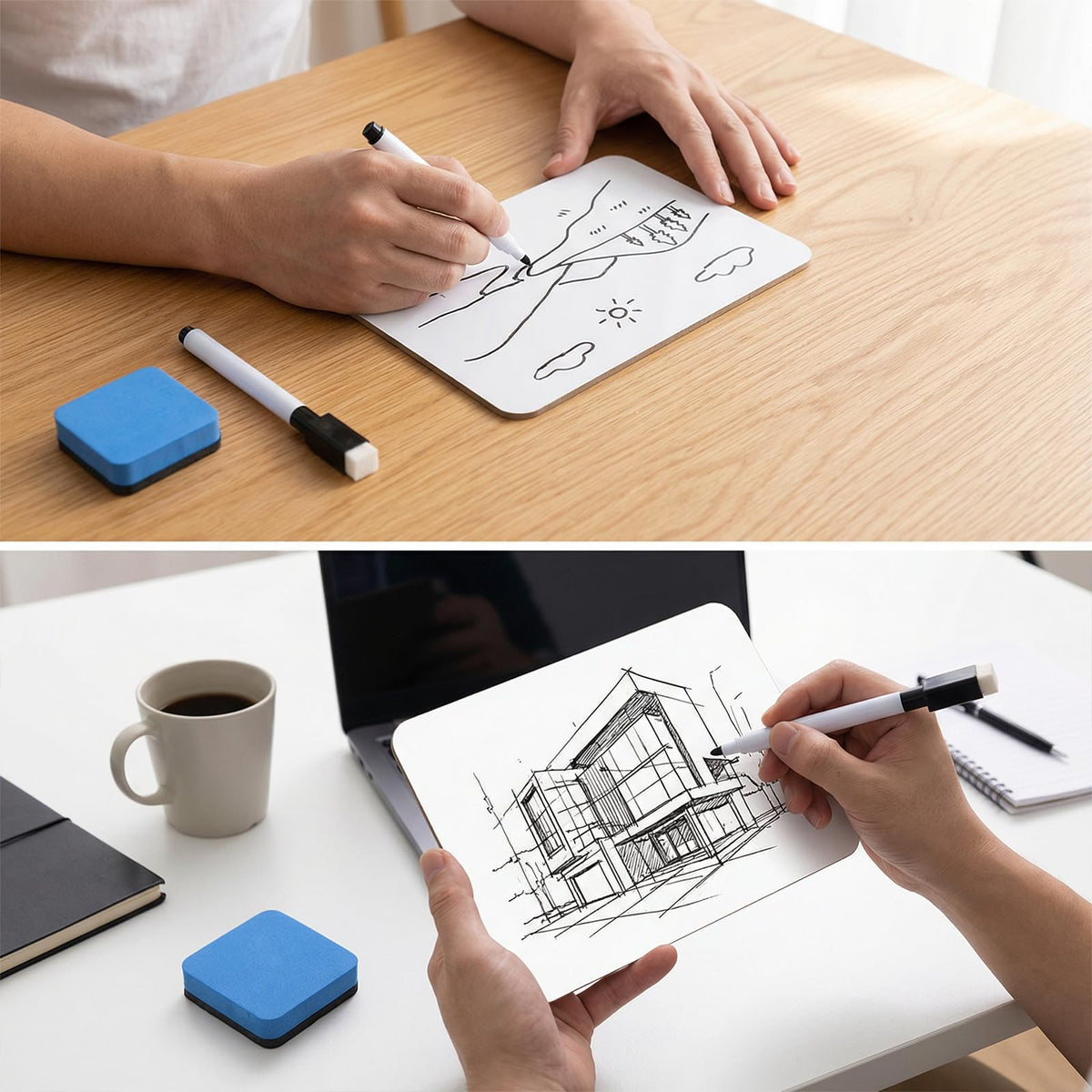 6 Sets Mini Whiteboard Small Dry Erase Board 5''x 7'' Double Sided Small White Board Dry Erase with Markers Erasers Pen Holders Portable Mini Whiteboard for Classroom Teacher Home Office