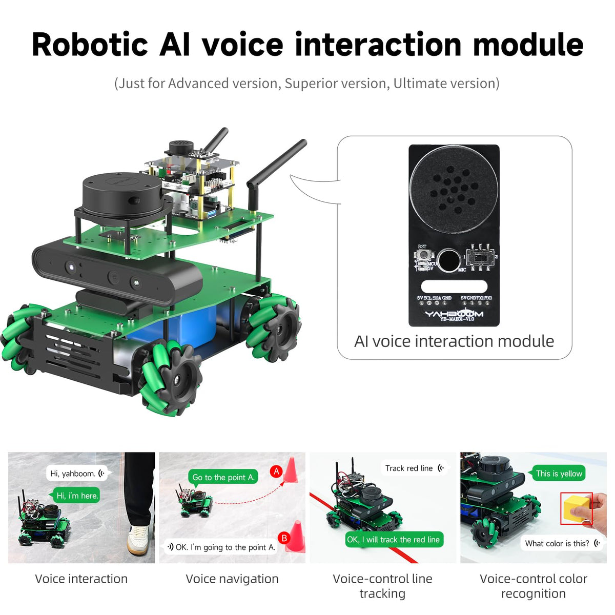 Yahboom Jetson Nano 4GB Mecanum Wheel Car Robotic Kit Lidar AI Python Programming Learnning Robotic Kit Lidar Mapping Navigation Depth (Sup Ver-Without Nano)