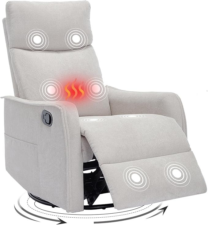 Trustyue Swivel Rocker Recliner Chair, 360° Swivel Recliner