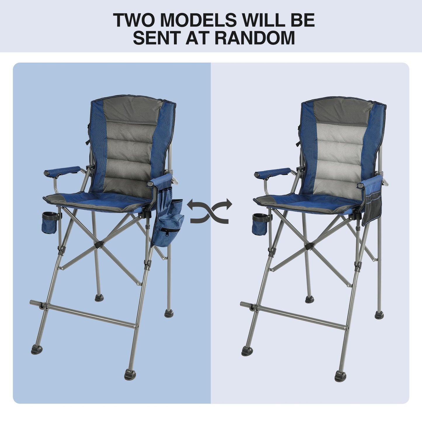 Stonehomy Extra Tall Folding Chairs for Adults 330lbs, Portable Bar Height Foldable Director Chairs for Camping Outside, Comfortable with High Back and Footrest, Blue