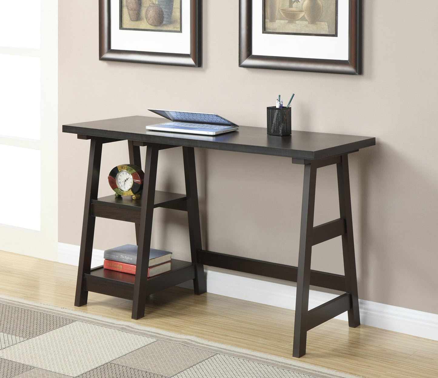 Convenience Concepts 090107ES Trestle Desk, Espresso