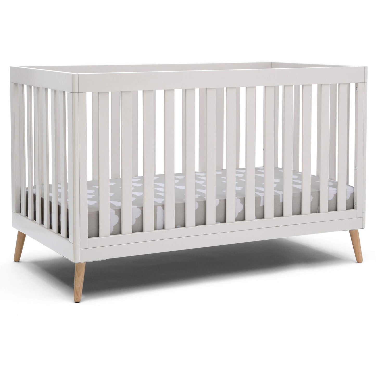 Delta Children Essex 6 Drawer Dresser and 4-in-1 Convertible Crib, Bianca White/Natural