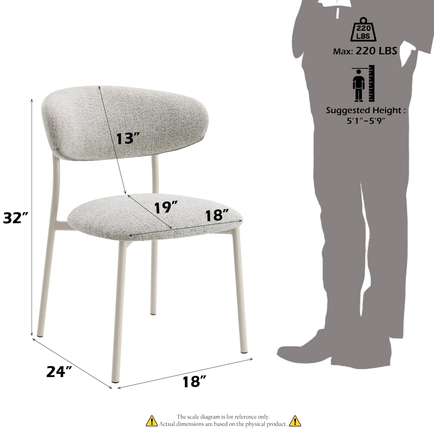 Acme Kalam 20" Metal and Fabric Dining Side Chair in Gray and Beige (Set of 2)