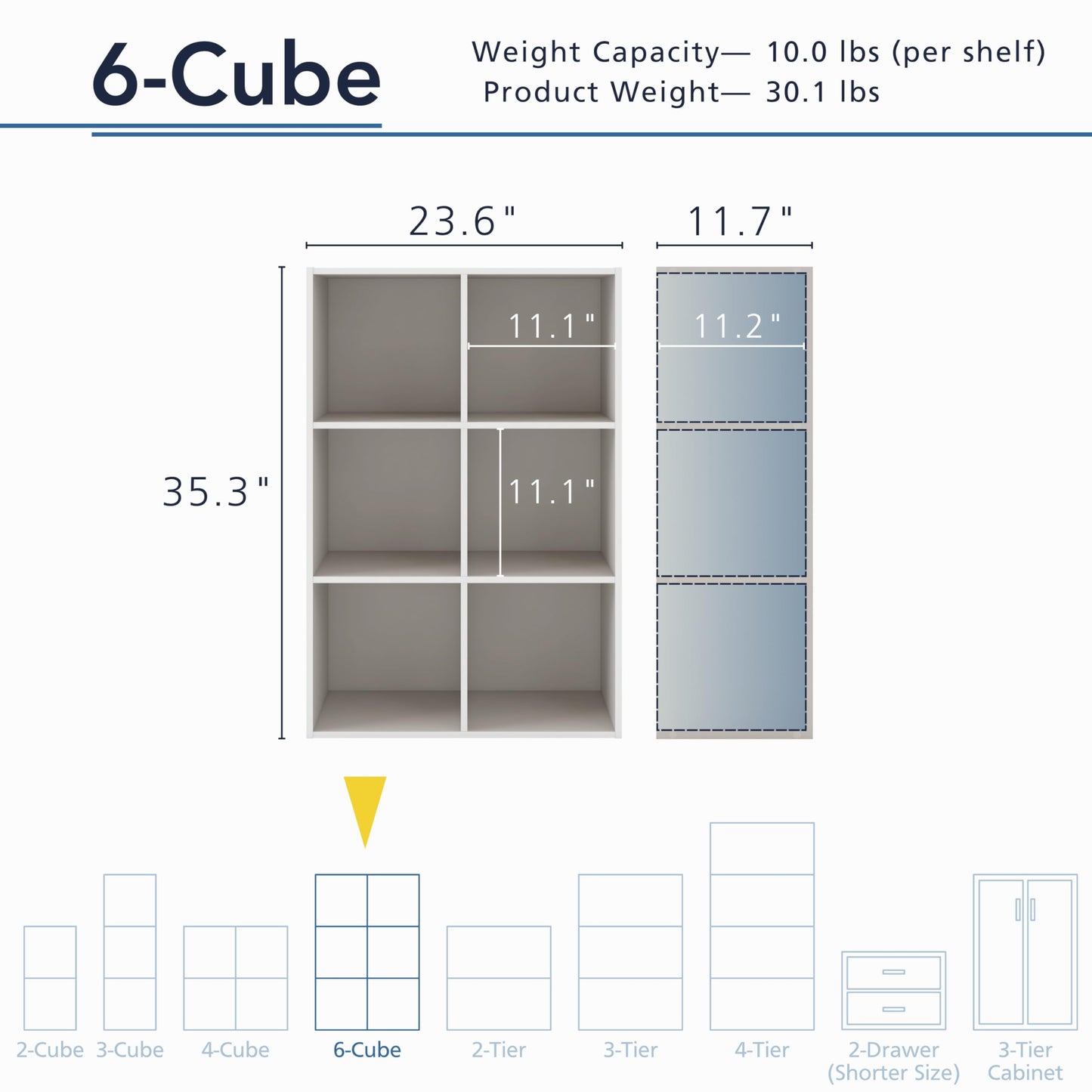 Homes: Inside + Out Apexa 6-Cube Storage Organizer Shelves, Stackable Wood Bookcase Fits Cubby Bins for Organization, Dorm Teen Room Decor & Home Office, Taupe Grey