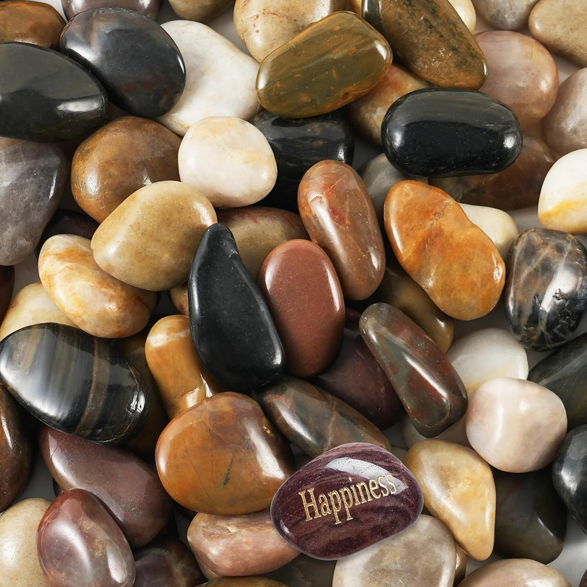 SIDONG 5 lbs Mixed River Rocks, 1.2-2 Inches Highly Polished Pebbles for Indoor Plants, Aquarium Rocks Used in Fish Tank, Decorative Stones for Plants, Vases, Home Décor, Crafting, Garden Landscaping