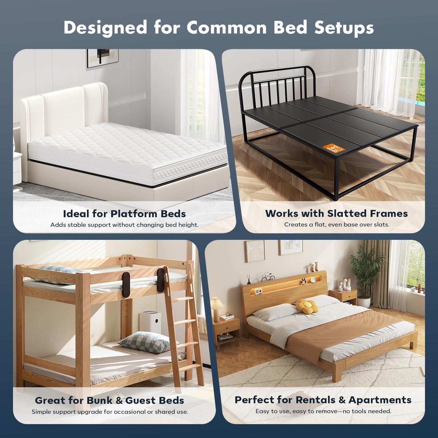 BedBro King Bunkie Board 10mm (76" x 80") – Black Under Mattress Support, Anti-Sag & Noise-Free, Breathable Low Profile Bed Board for Metal Frame, Platform & Slatted Beds