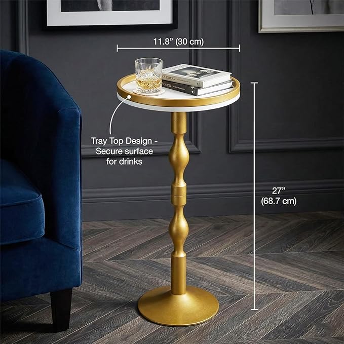 Small Round Gold Side Table, Drink Table