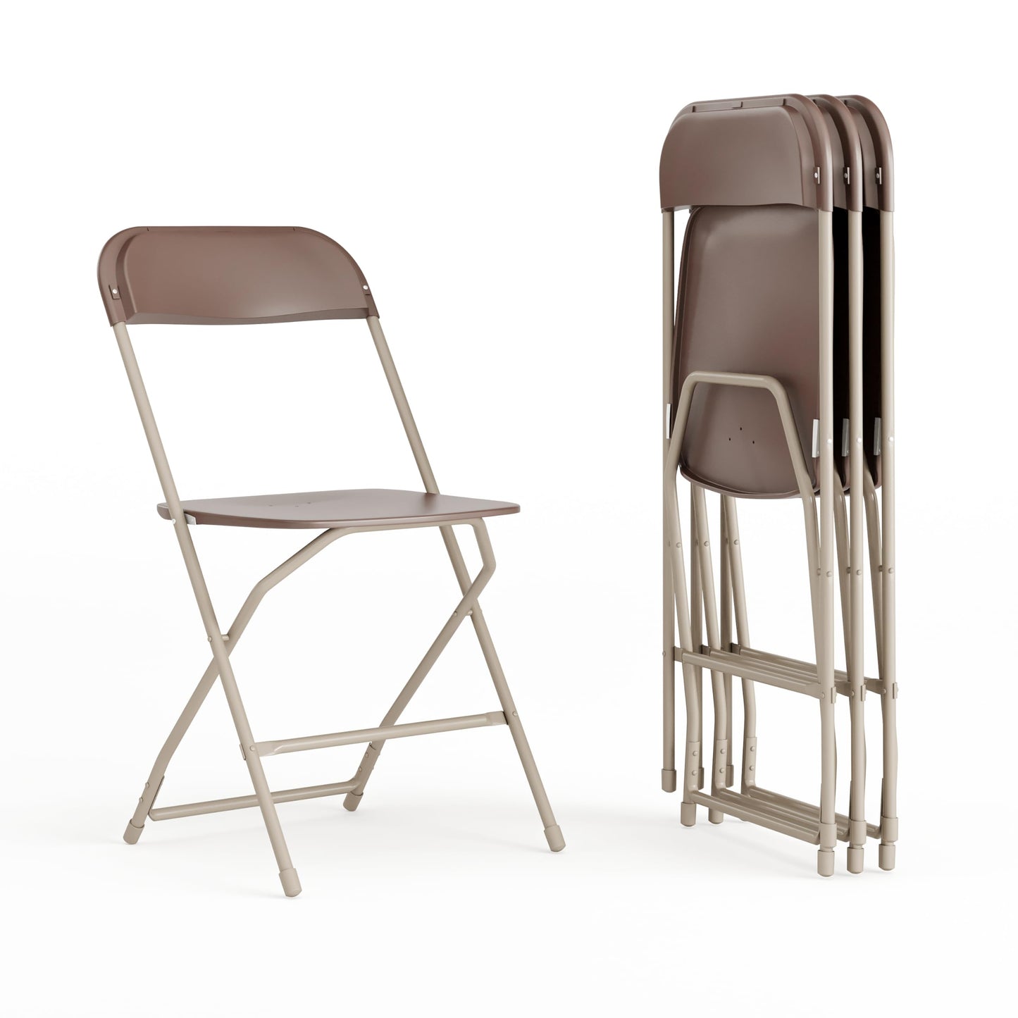 Flash Furniture Hercules Series Plastic Folding Chair - Brown - 4 Pack 650LB Weight Capacity Comfortable Event Chair-Lightweight Folding Chair