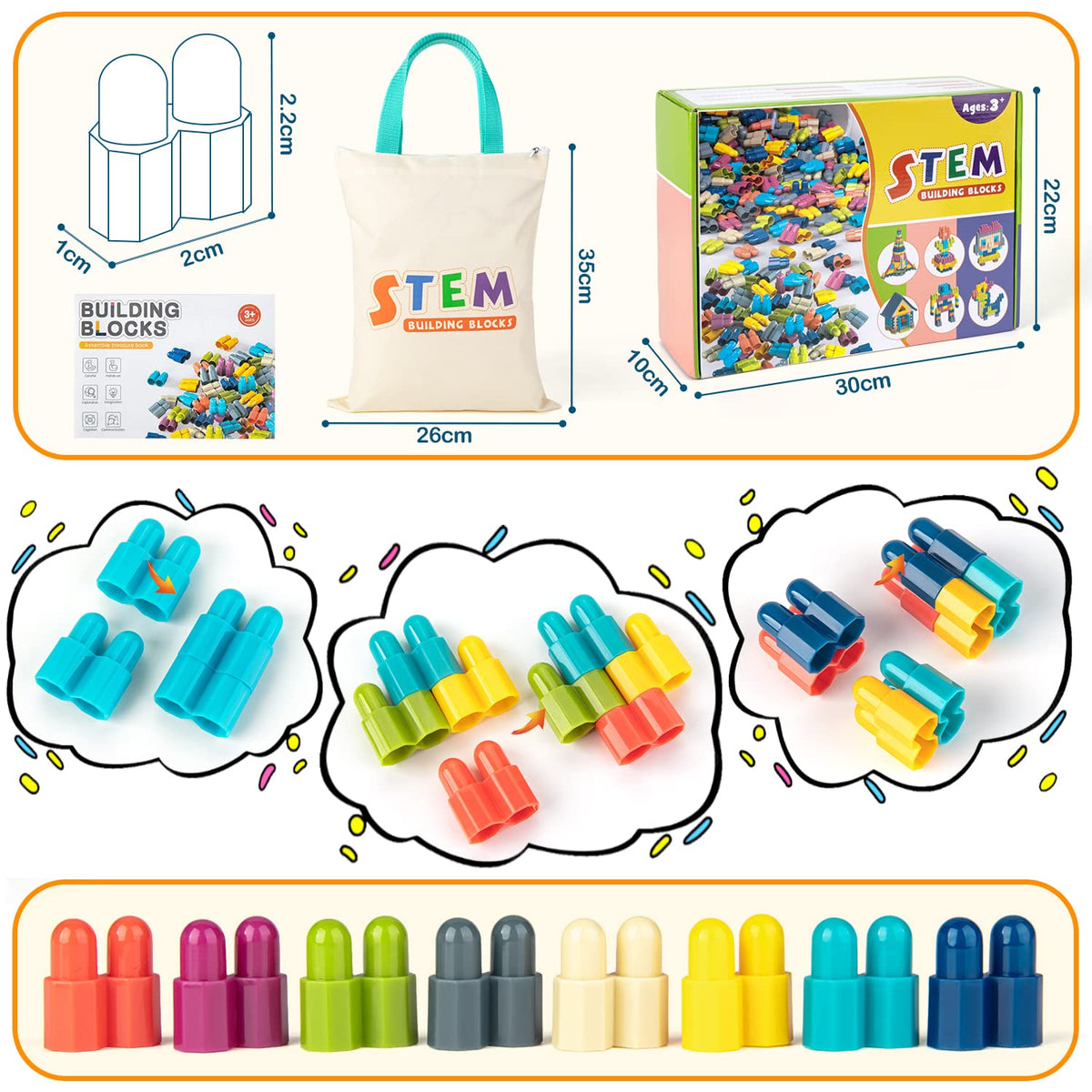 Tigerhu Kids 1120pcs Building Blocks Set Educational STEM Building Toy, Construction Block Toys Set Learning Playset Kit for Boys Girls, Child Brain Development Preschool Kindergarten Toy Age 3+