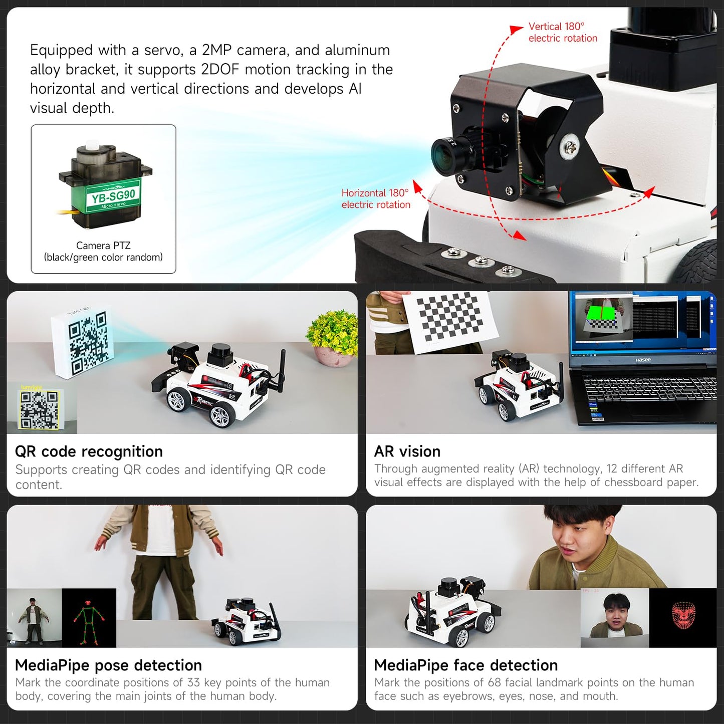 Yahboom Raspberry Pi 5 AI Visual ROS2 Smart Robot Car Kit 2DOF Carmer Autonomous Driving Lidar Stem Education Project for Teen Engineers Students (with Raspberry Pi5-16GB)