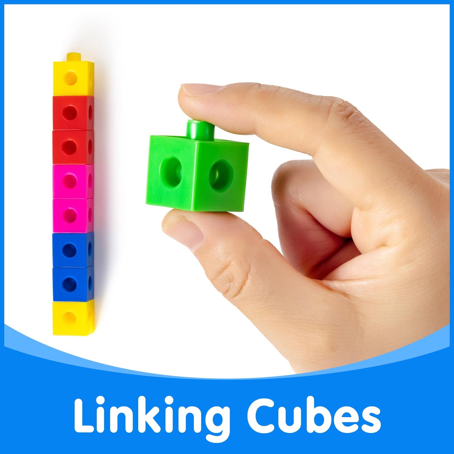 Odoorgames Magnetic Letter and Number Trays (13" X 10") - 100 Pcs Math Linking Cubes with 384 Cartoon Stickers