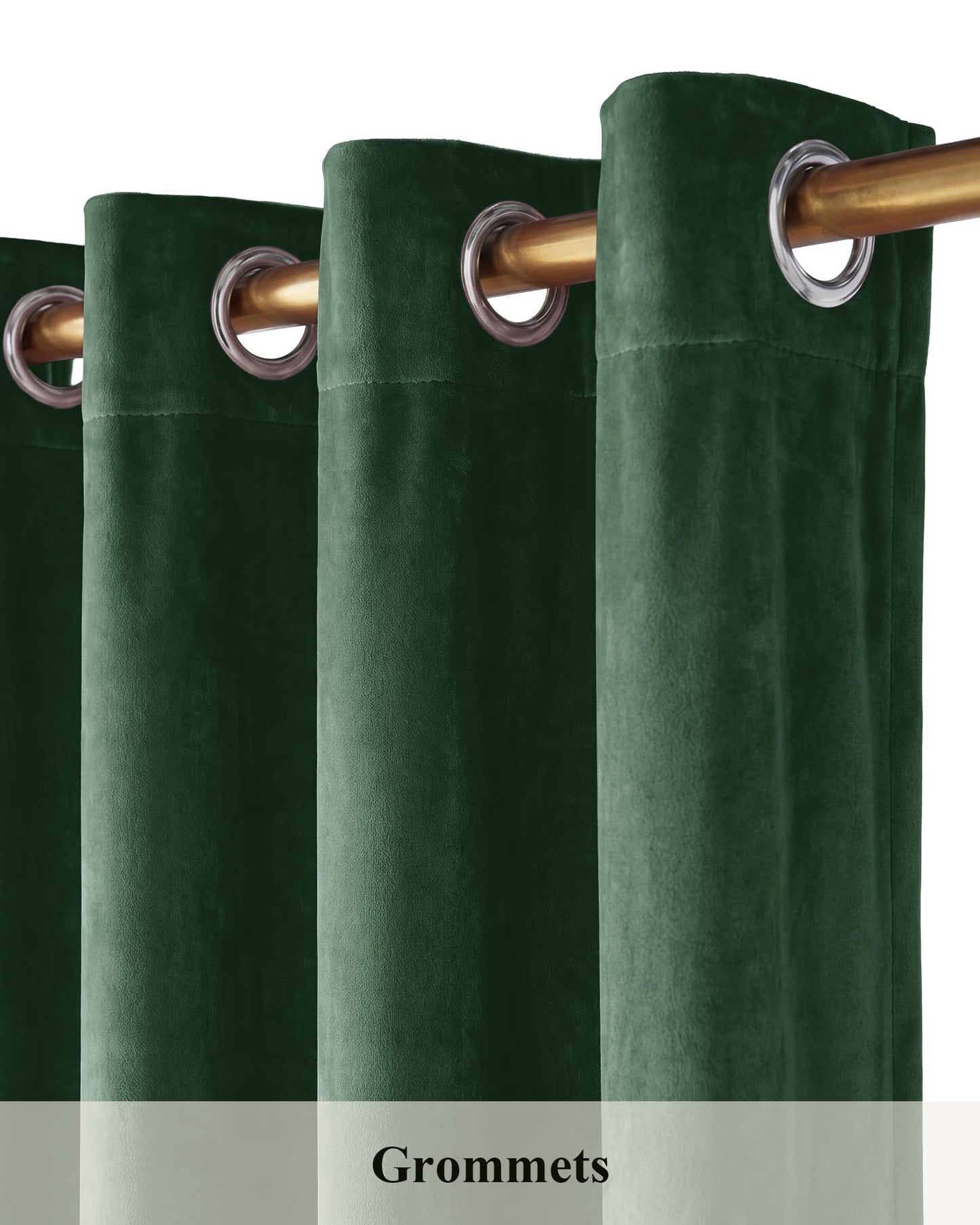 StangH Dark Green Velvet Curtains 108 - Extra Long Grommet Blackout Sliding Door Curtain Panels Privacy Assured Room Divider Curtains for Temporary Office/Shared Space, W52 x L108, 2 Panels