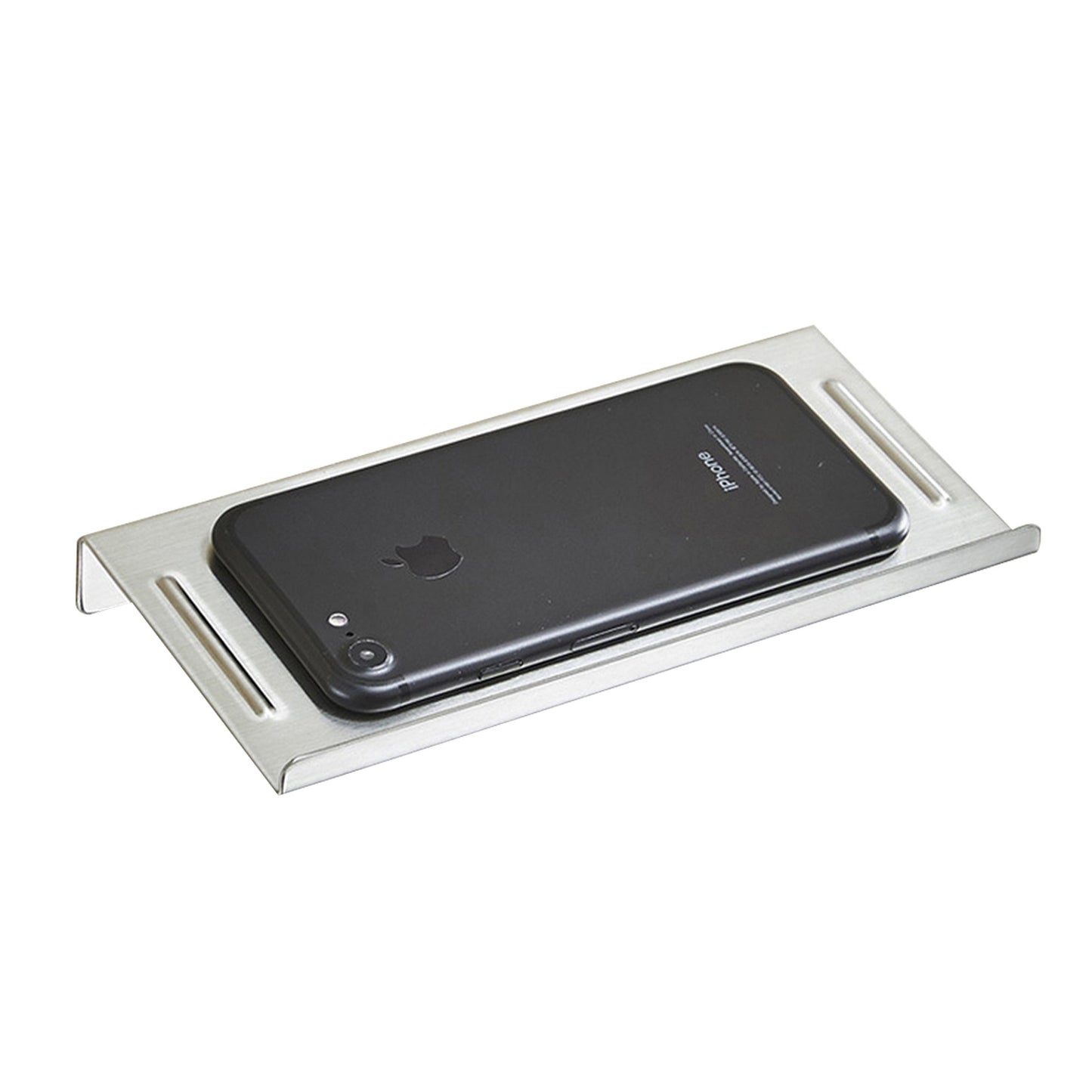Wellsum Wall Mount Stainless Steel Bathroom Toilet Small Phone Holder Phone Shelf, Anti-Slip Style and Silver Brushed Finish