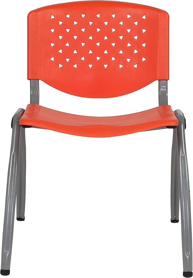 Flash Furniture HERCULES -5 Pack 880 lb. Capacity Orange Plastic Stack Chair |