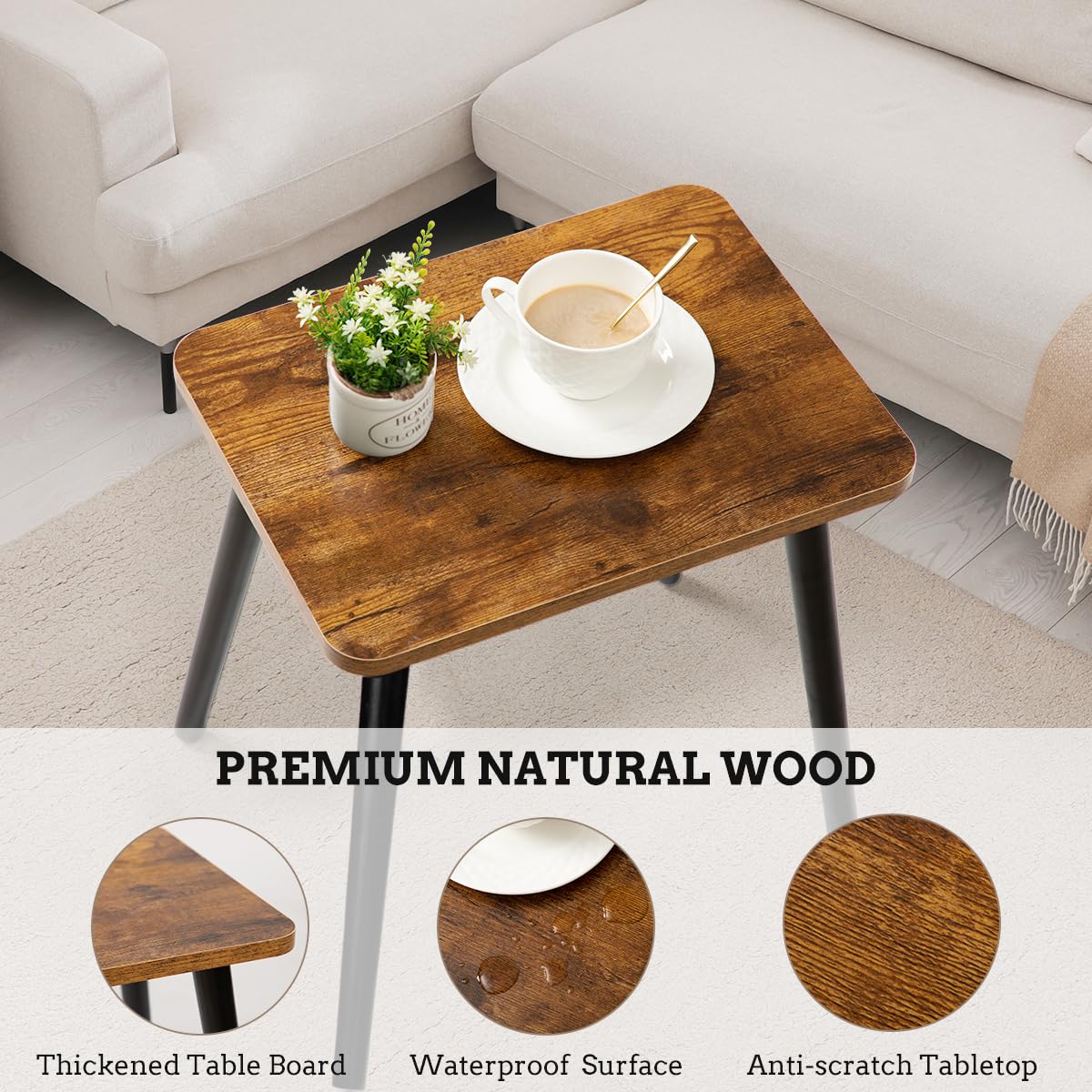 FORAOFUR Side Table, Rectangular Wooden Small End Table, Small Accent Table for Living Room, Bedroom and Balcony, Modern Side Tables for Spaces Home Decor, Easy Assembly