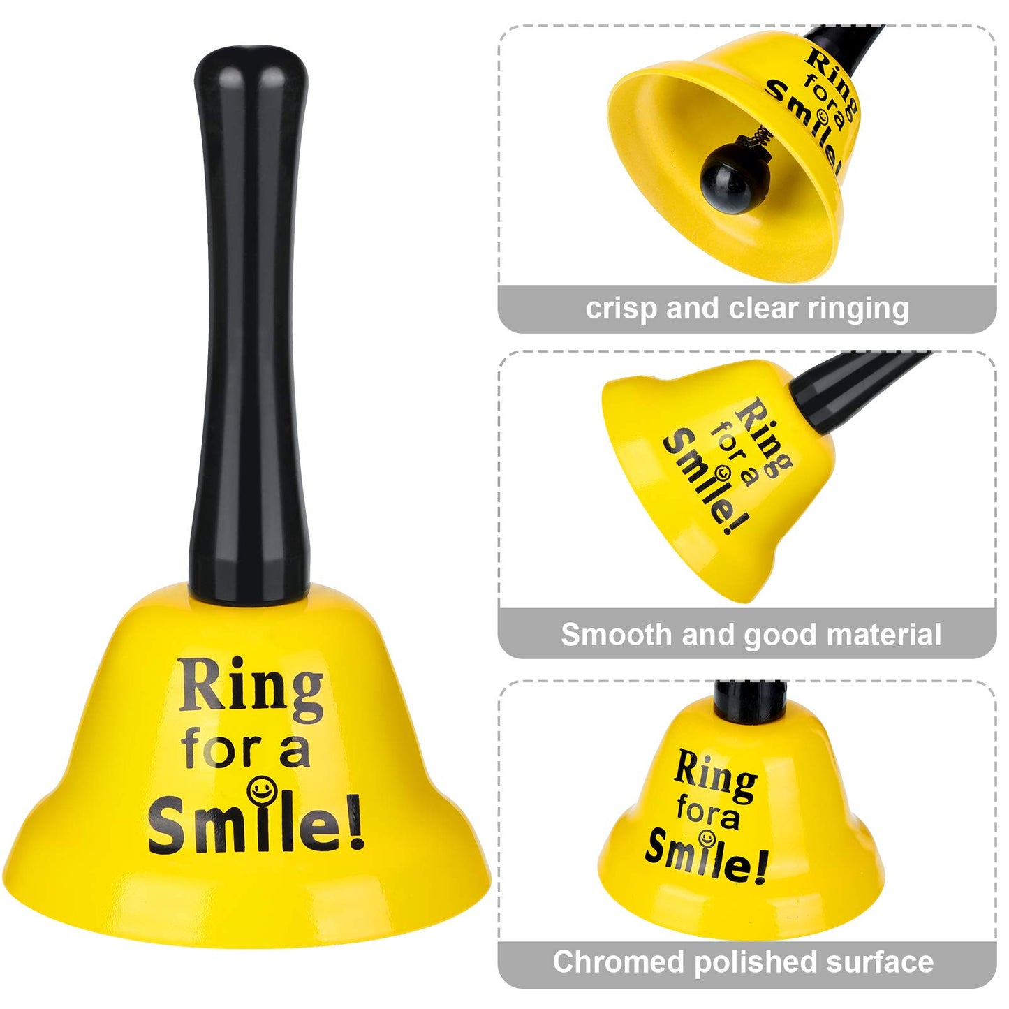 2 Pieces Ring Service Call Bell Smile Hand Ringing Bell for Hotel Counter Reception Restaurant Food Line, Wedding Events,2 Styles (Yellow)