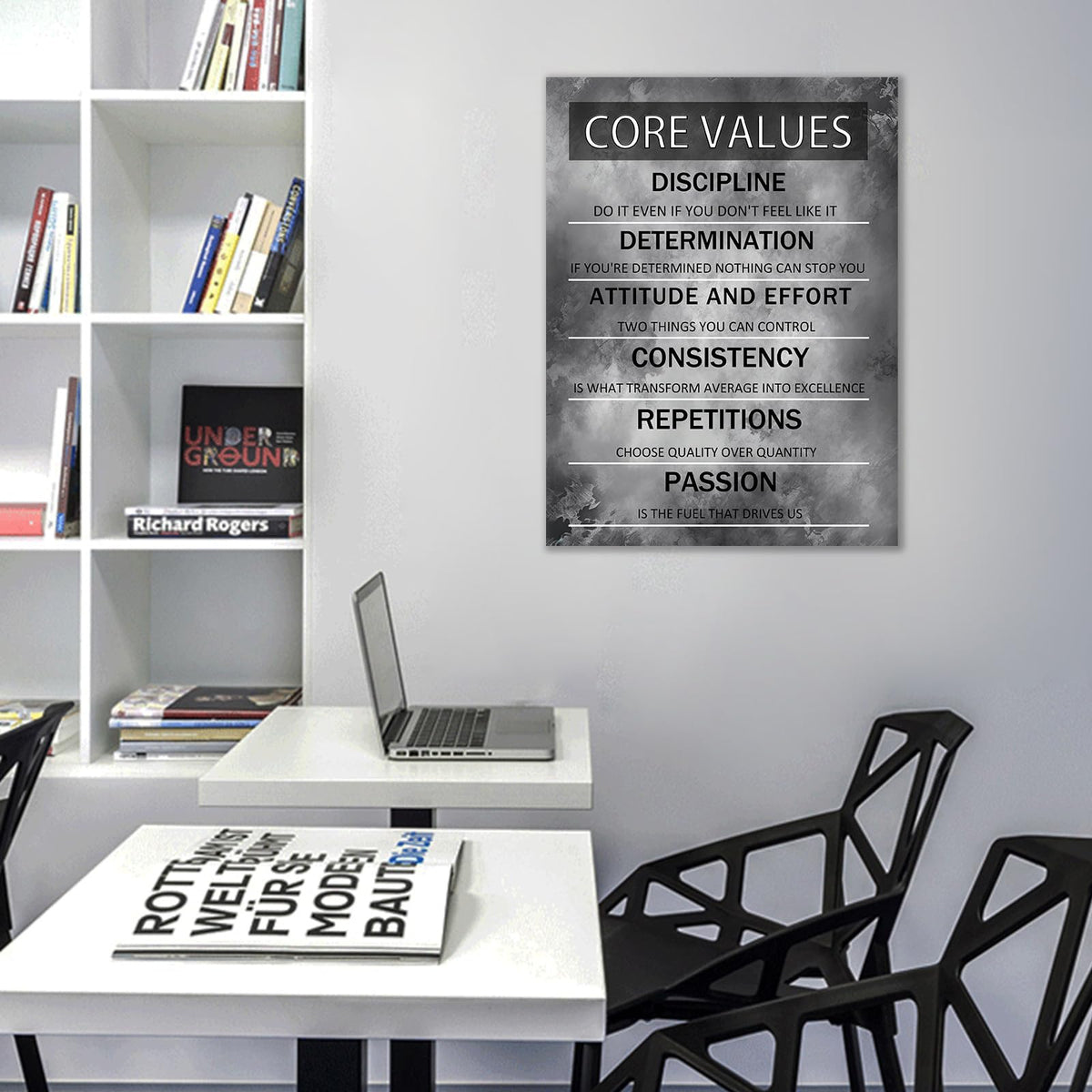 PJQART Core Values Inspirational Canvas Wall Art Motivational Poster Painting Artwork for Living Room Office Modern Home Decor Prints Pictures Wall Decor Framed Ready to Hang [18''W x 24''H]