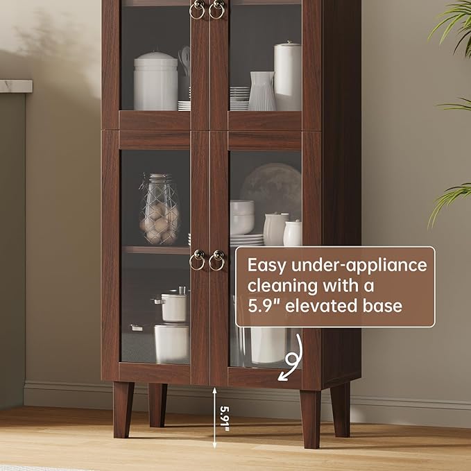 71" Tall Arched Cabinet with Acrylic Door, Modern Curio Arched Bookcase with