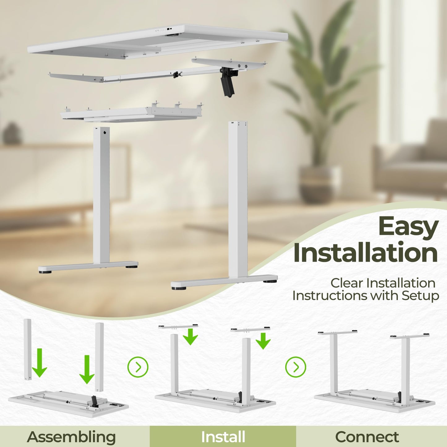 Furmax Glass Standing Desk with Drawers, Electric Adjustable Home Office Sit Stand Desk with One-Piece Desktop & USB Charging Port for Computer Desks