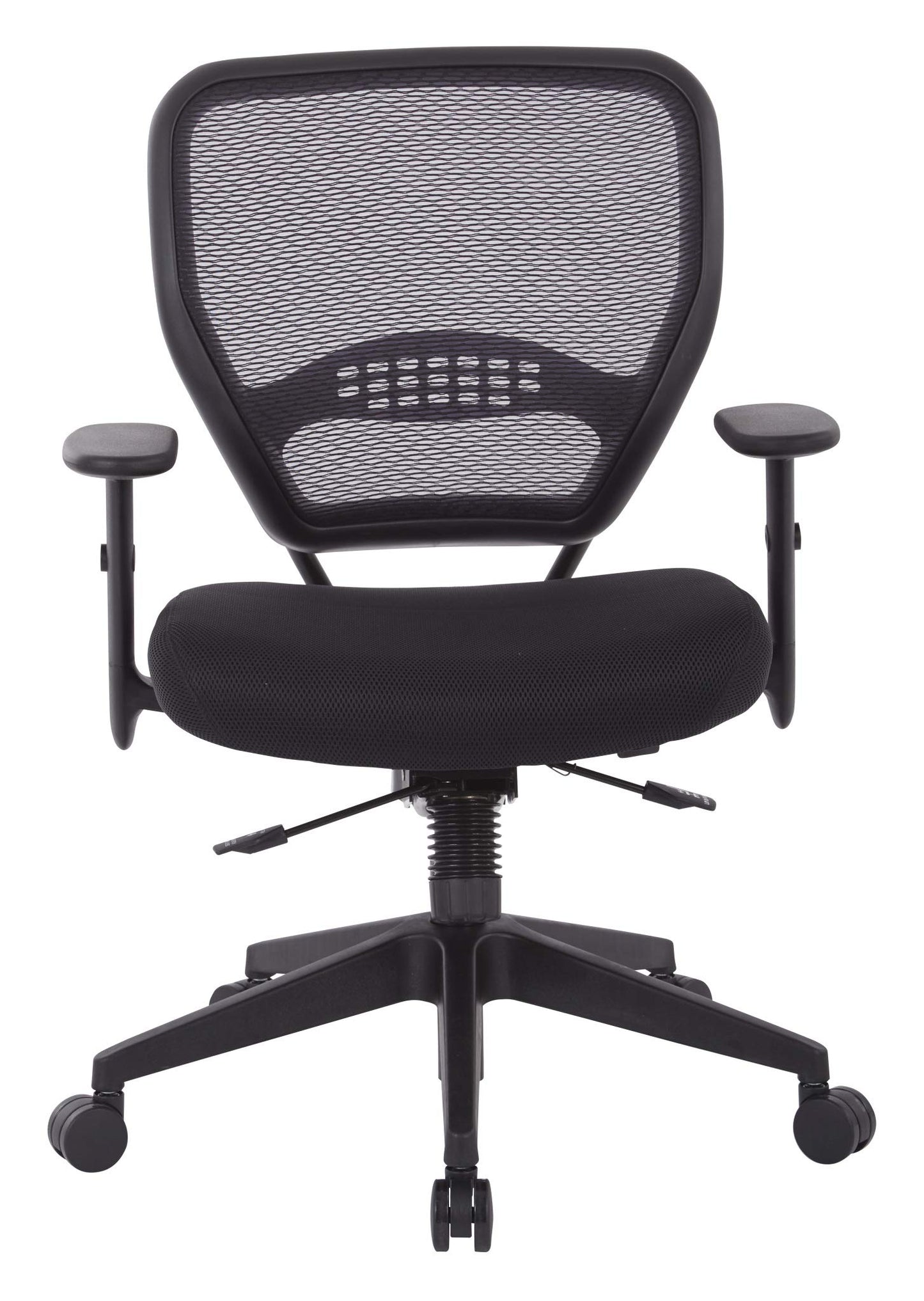 Space Seating 55 Series Air Grid Back Manager's Office Chair with Adjustable Angled Arms, Seat Slider and Angled Nylon Base, Black Fabric