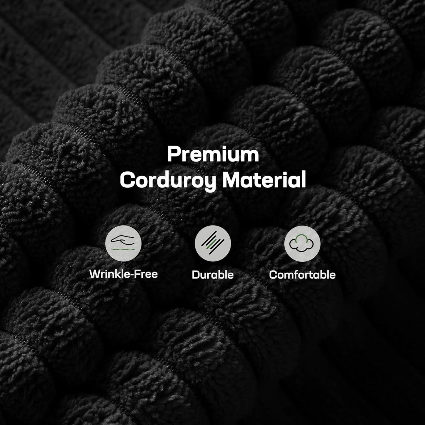 Marsail 66" Futon Sofa Bed, Convertible Corduroy Futon Couch with Adjustable Backrest & Armrests, Small Sleeper Sofa Loveseat for Living Room, Apartment, Black