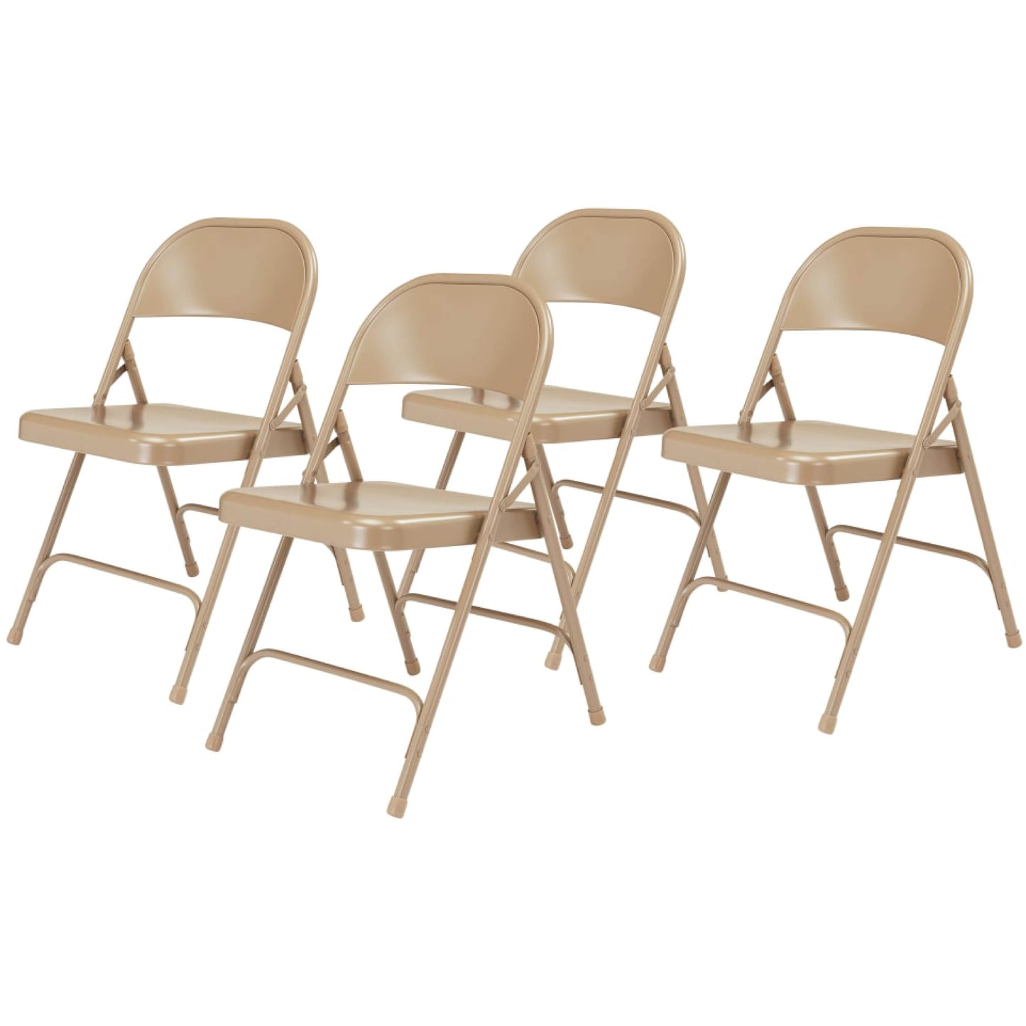 Steel Portable Folding Chairs by National Public Seating – 50 Series Premium Heavy-Duty Foldable Chairs for Indoor & Outdoor, Set of 4 – Comfortable, Durable, Institutional-Grade, Beige