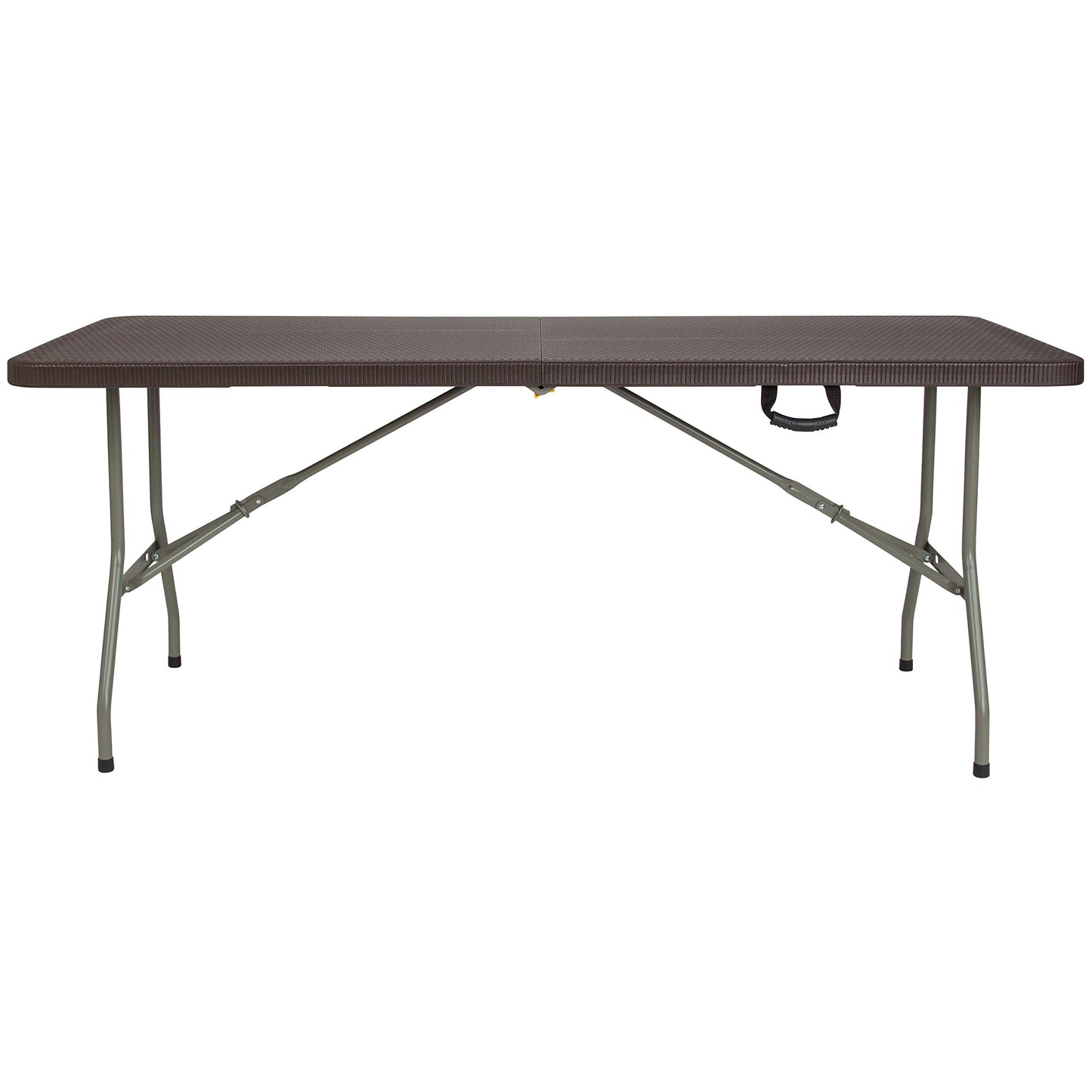 Flash Furniture Park Commercial Grade 6-Foot Bi-Fold Brown Rattan Plastic Folding Table