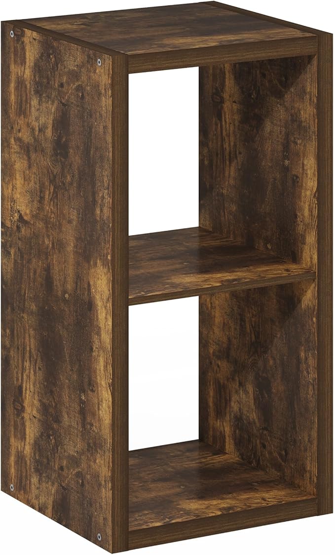 Furinno Cubicle Book Shelf, 2-Cube Bookshelf, Extra Thick Frame Horizontally &