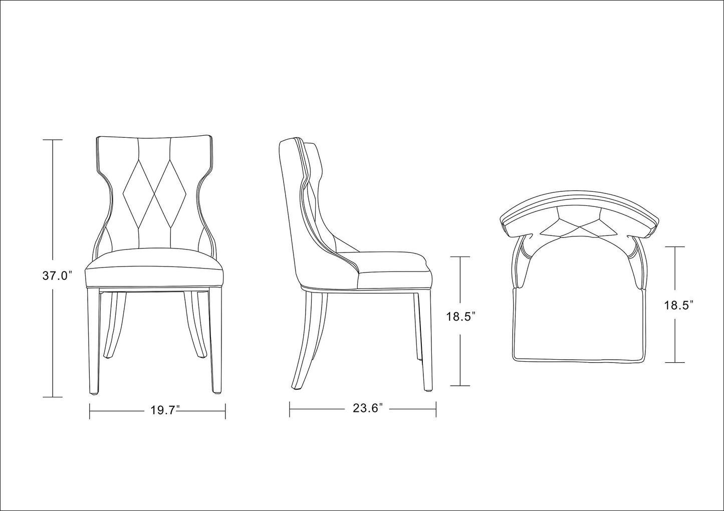 Manhattan Comfort Dining Chairs Set of 2, Upholstered Seats with Diamond Stitching, Solid Beech Wood Frame, 4-Leg Base, 18.5" Seat Height, Fully Assembled, Saddle