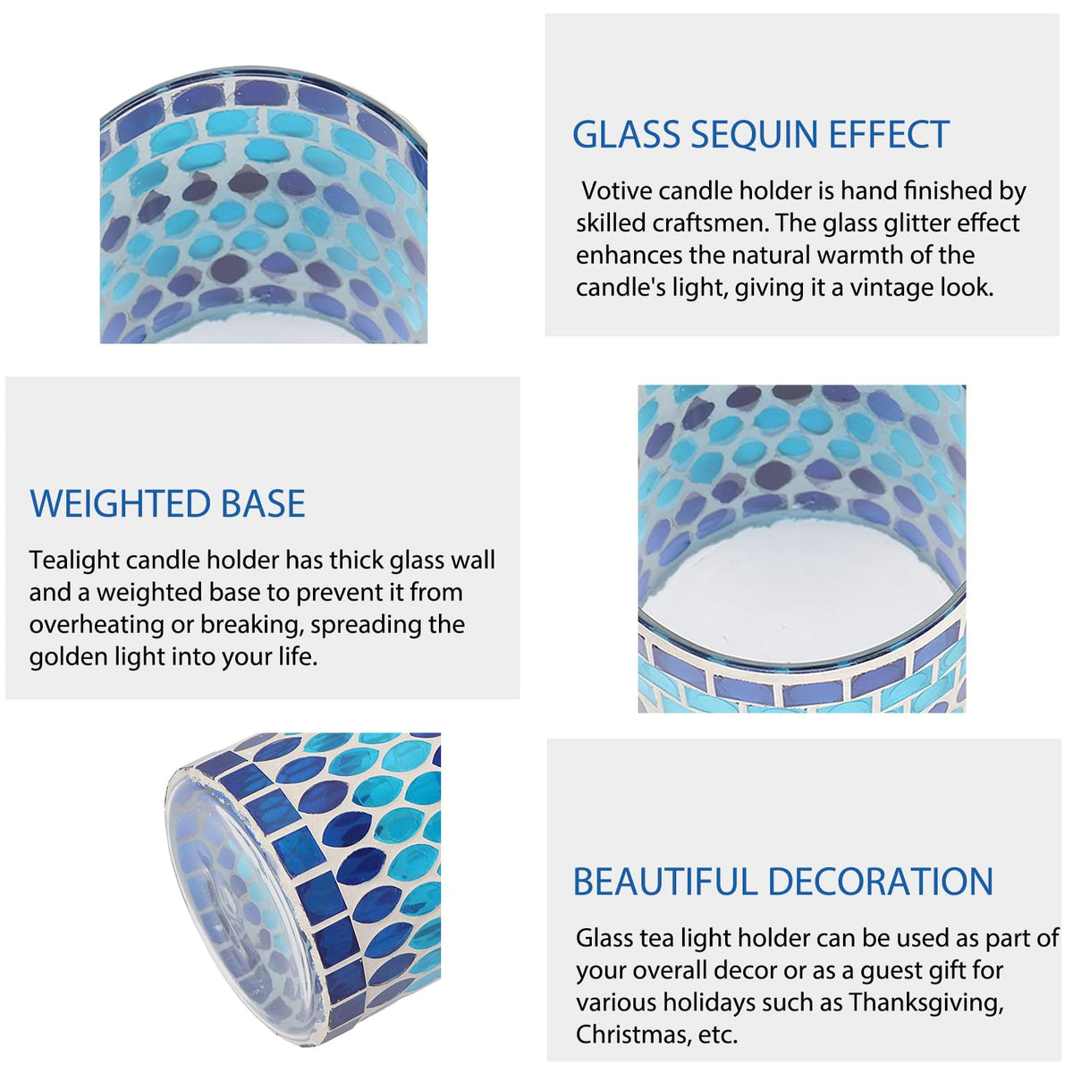 Glass Votive Candle Holder for Tealight, Mosaic Glass Tealight Candle Holder, Handmade Romantic Aromatherapy Candle Lamp Candle Jar Cup for Wedding Centerpiece Party Table Decorations